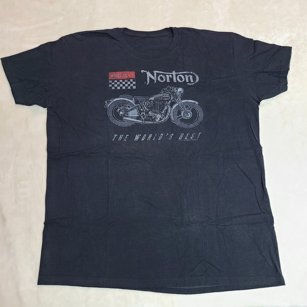 Optima Brand Norton Motorcycle Short Sleeve Black T-shirt Men's Size 2XL